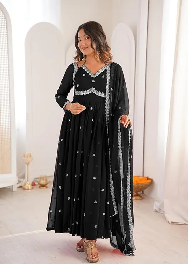 Women’s_Black_Embroidered_Anarkali_Kurta_Pant_Dupatta_Set