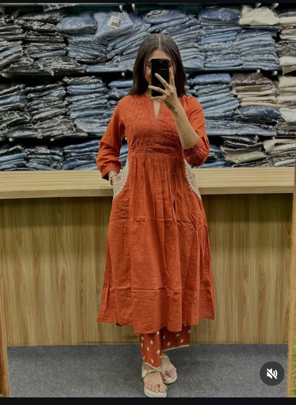 Women's_Rust_Embroidered_Cotton_Kurta_Pant_Dupatta_Set