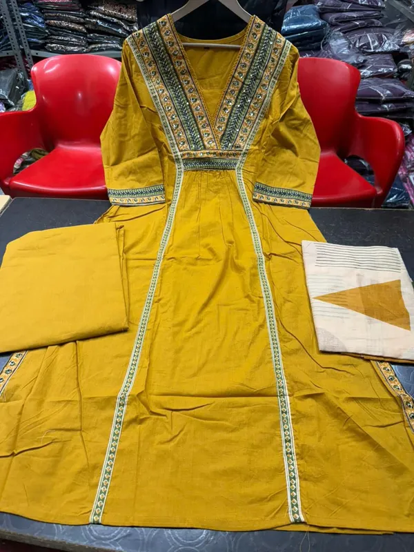 Yellow_Cotton_Premium_Kurta_Dupatta_Set_For_Women