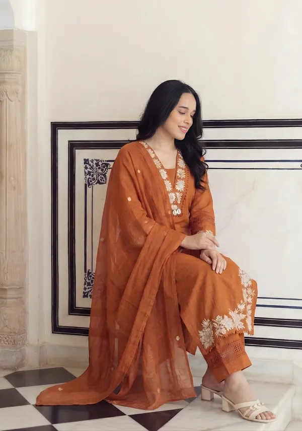 Light_Brown_Cotton_Kurta_Pant_&_Dupatta_Set_for_Women