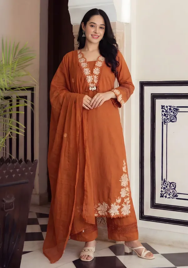 Light_Brown_Cotton_Kurta_Pant_&_Dupatta_Set_for_Women