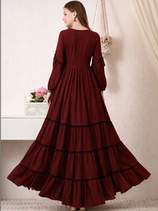Puff_Sleeve_Ruffled_A-Line_Maxi_Dress