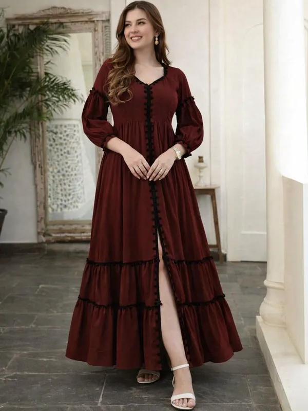 Puff_Sleeve_Ruffled_A-Line_Maxi_Dress
