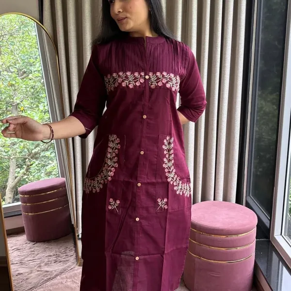 Premium_Maroon_Embroidered_Straight_Kurta_Pant_Set_for_Women
