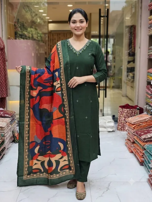 Royal_Green_Floral_Embroidered_Kurta_Pant_Dupatta_Set