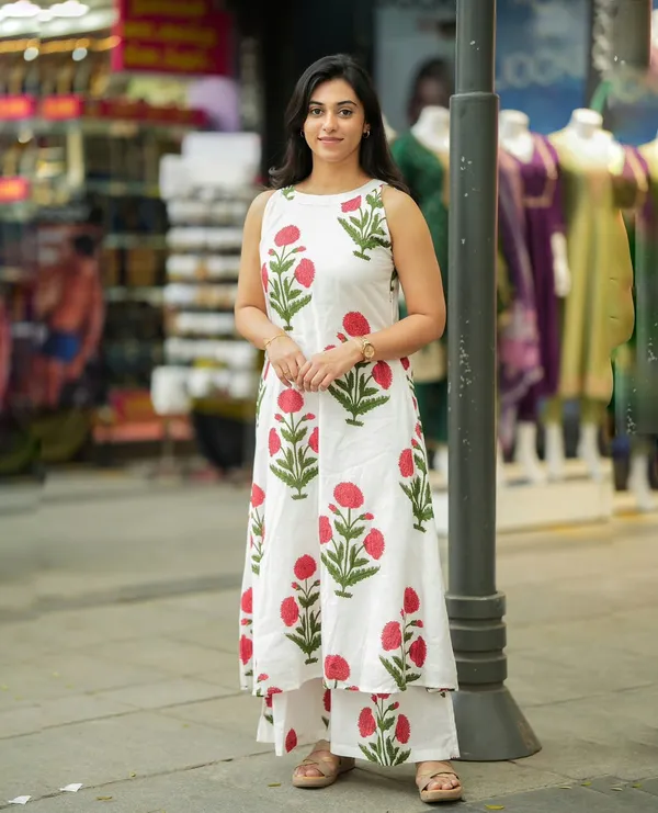 White_Floral_Printed_Cotton_Kurta_Palazzo_Co-Ord_Set_for_Women