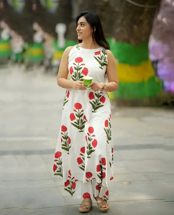 White_Floral_Printed_Cotton_Kurta_Palazzo_Co-Ord_Set_for_Women
