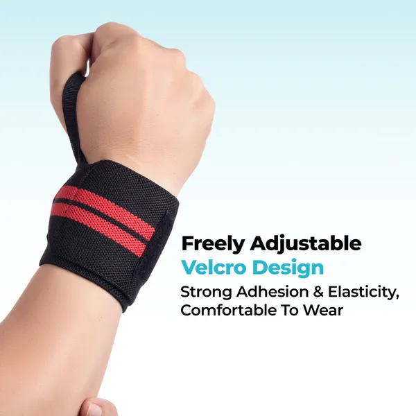 Red_&_Black__Cotton_Gym_Wrist_Band_&_PU_Foam_Donut_Cushion_(Pack_of_2)