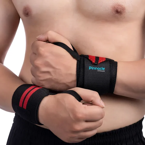 Red_&_Black__Cotton_Gym_Wrist_Band_&_PU_Foam_Donut_Cushion_(Pack_of_2)
