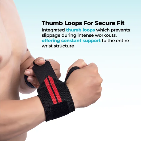 Red_&_Black__Cotton_Gym_Wrist_Band_&_PU_Foam_Donut_Cushion_(Pack_of_2)