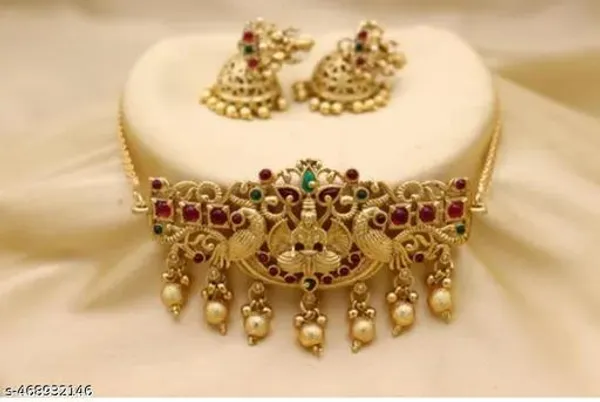 Traditional_Gold-Plated_Temple_Choker_Necklace_Set_with_Earrings