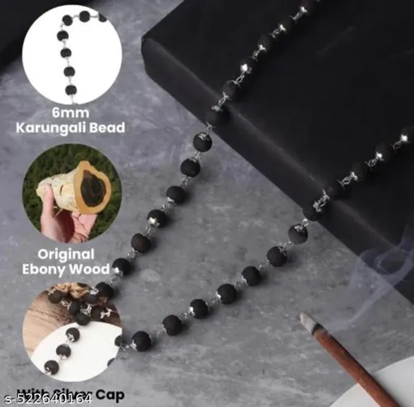 Karungali_Malai_Silver_Cap_Necklace