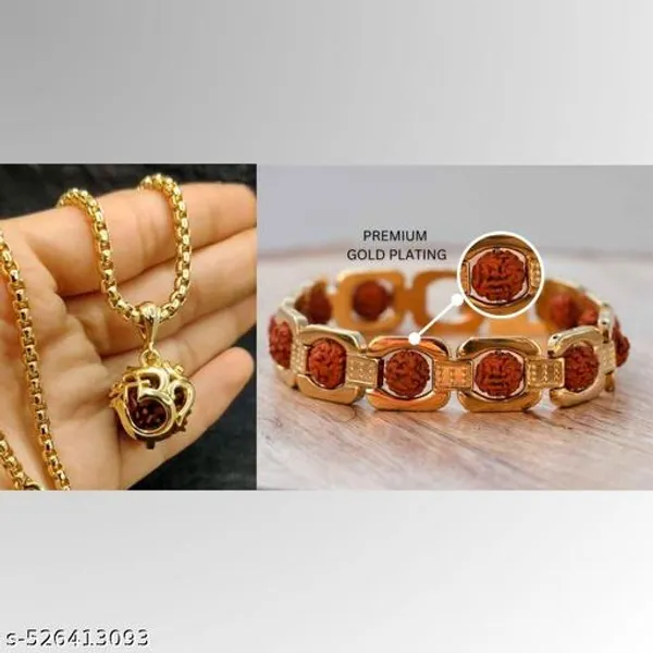Rudraksha_Gold_Plated_Pendant_&_Bracelet_Combo