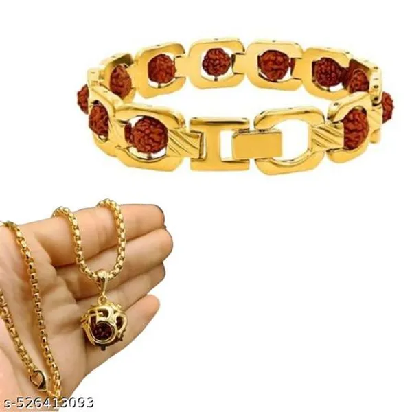 Rudraksha_Gold_Plated_Pendant_&_Bracelet_Combo
