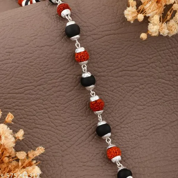 Spiritual_Karungali_Wood_&_Rudraksh_Silver_Plated_Bracelet_with_Traditional_S-Hook_Closure