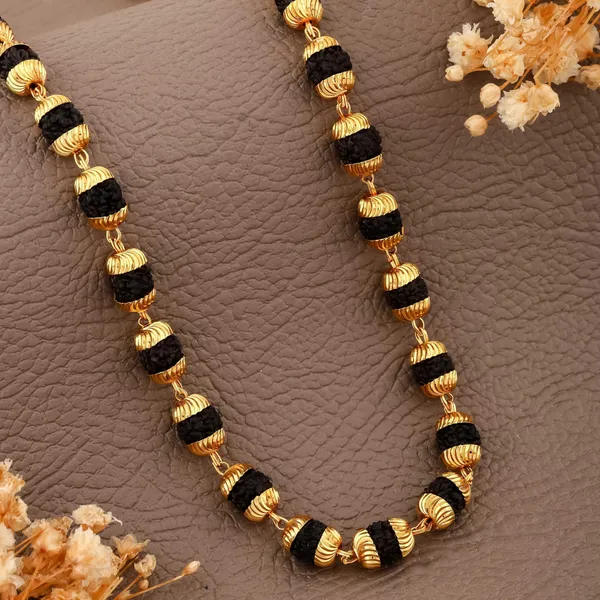 Gold_&_Black_Metal_Rudraksha_Chain_For_Men_&_Women