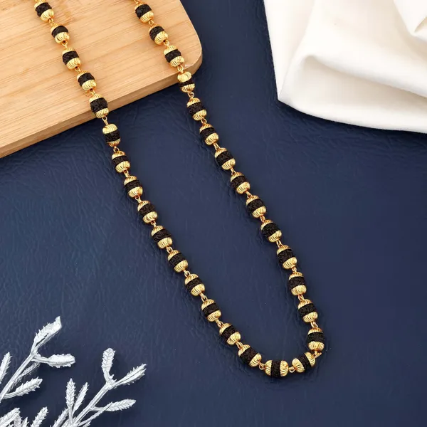Gold_&_Black_Metal_Rudraksha_Chain_For_Men_&_Women