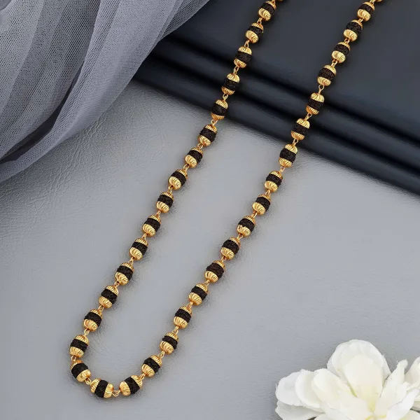 Gold_&_Black_Metal_Rudraksha_Chain_For_Men_&_Women