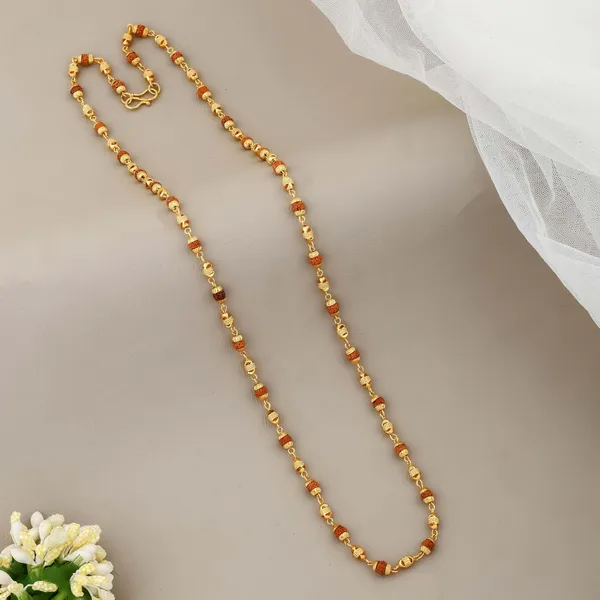 Gold_&_Brown_Metal_Rudraksha_Chain_For_Men_&_Women