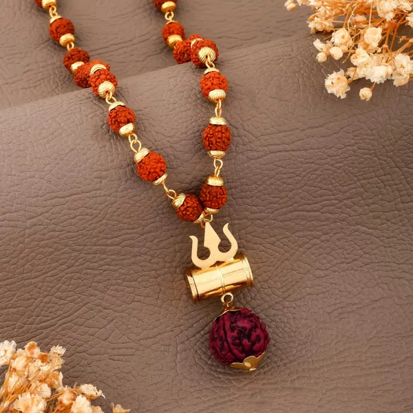 Brown_&_Gold_Metal_Rudraksha_Chain_For_Men_&_Women