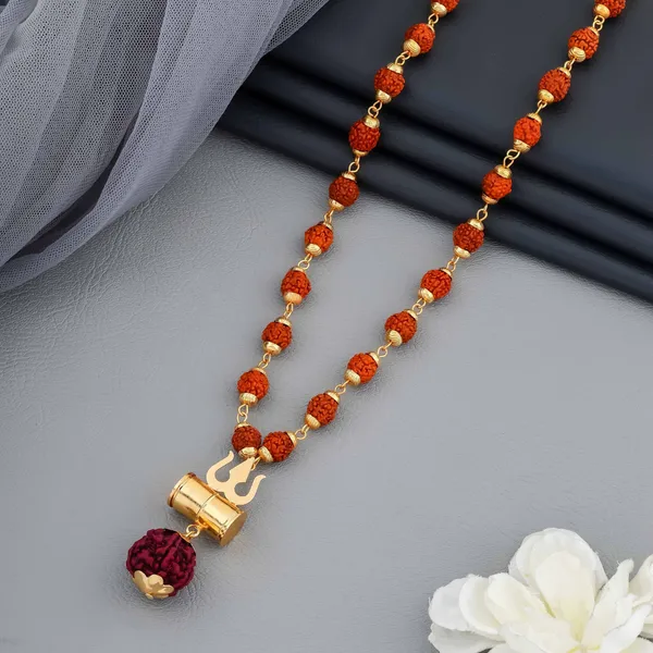Brown_&_Gold_Metal_Rudraksha_Chain_For_Men_&_Women