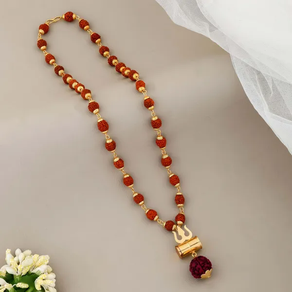 Brown_&_Gold_Metal_Rudraksha_Chain_For_Men_&_Women