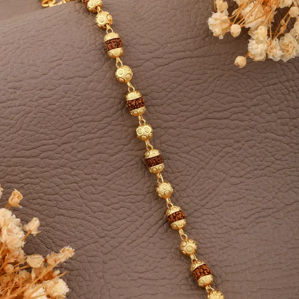 Gold_&_Brown_Brass_Rudraksha_Bracelet_For_Men_&_Women
