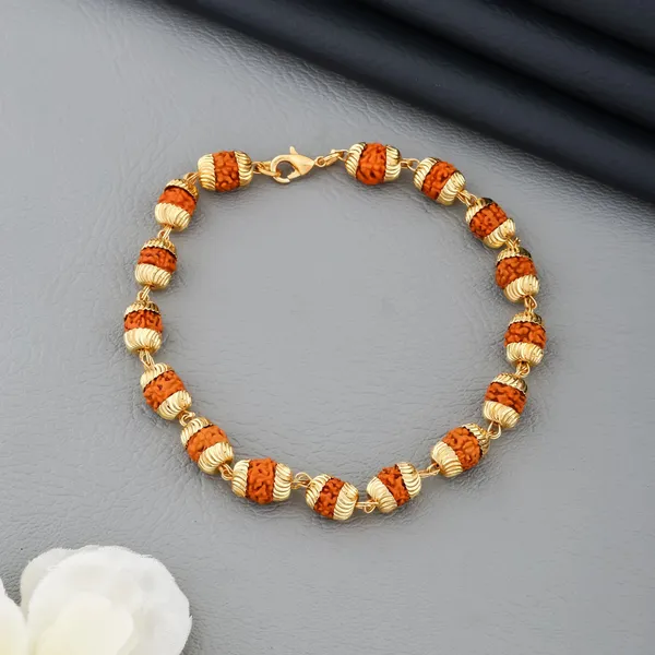 Gold_&_Brown_Brass_Rudraksha_Bracelet_For_Men_&_Women