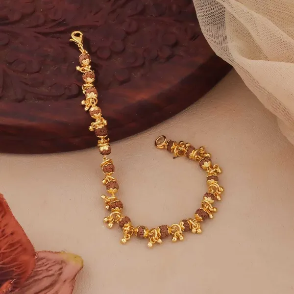 Gold_&_Brown_Brass_Rudraksha_Bracelet_For_Men_&_Women