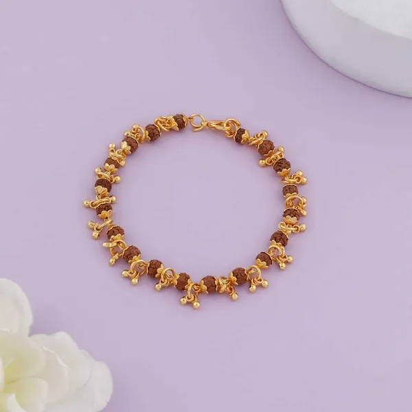 Gold_&_Brown_Brass_Rudraksha_Bracelet_For_Men_&_Women