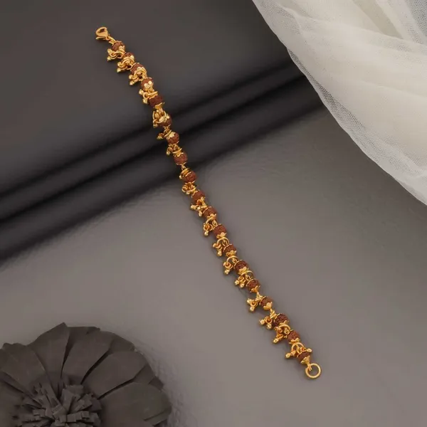 Gold_&_Brown_Brass_Rudraksha_Bracelet_For_Men_&_Women