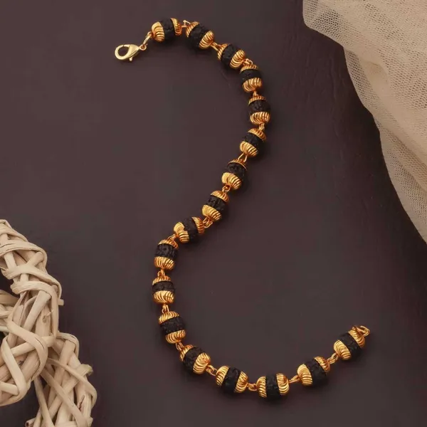 Gold_&_Black_Brass_Rudraksha_Bracelet_For_Men_&_Women