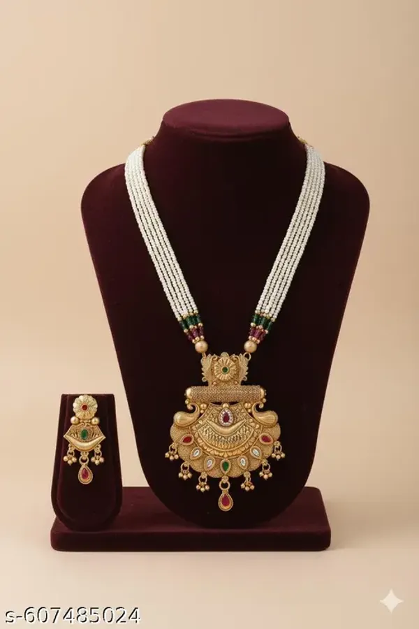 Traditional_Rajwadi_Mala_Set_with_Pearls_&_Gemstones_|_Rani_Haar_with_Matching_Earrings