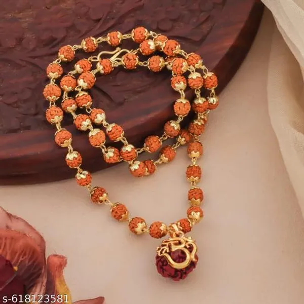 Gold-Plated_Rudraksha_Mala_with_Om_Pendant