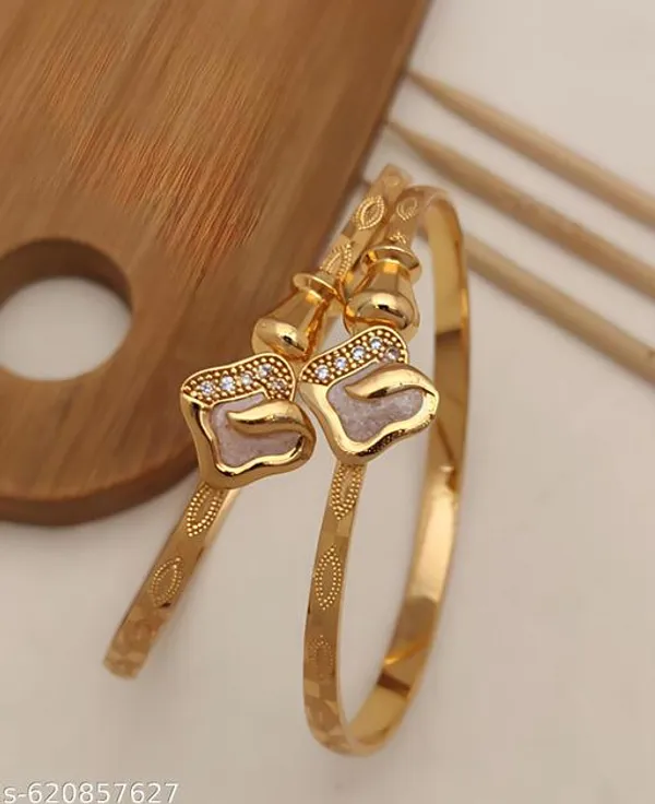 Trendy_Gold_Plated_Floral_Design_Kadali_Bangles_for_Women_&_Girls_|_Fancy_Party_Wear_Bracelet