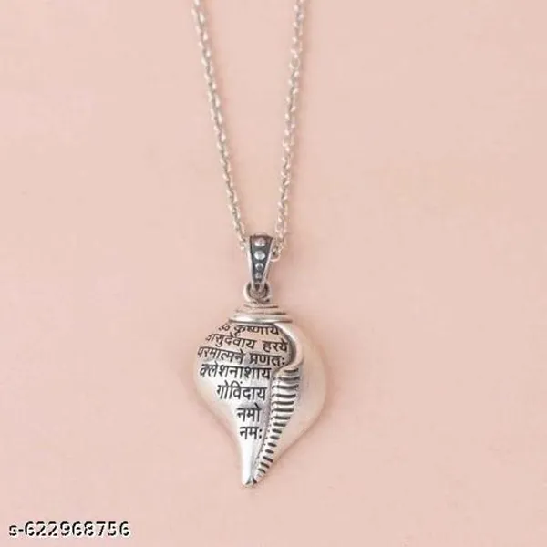 Handcrafted_Silver_Krishna_Mantra_Shankha_Pendant_Necklace_|_Spiritual_Jewelry_for_Men_&_Wome