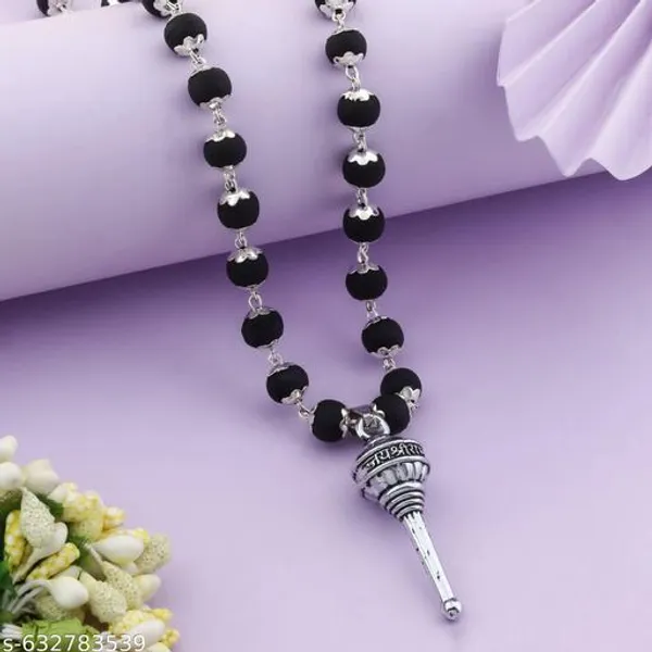 Oxidized_Silver_Finish_Hanuman_Gada_Pendant_Mala