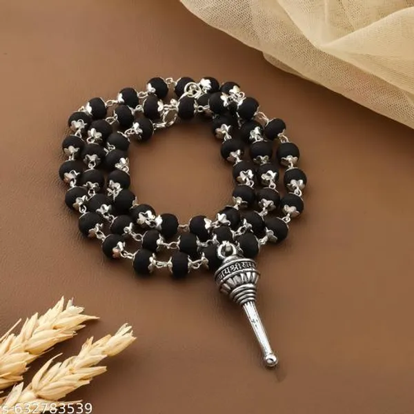 Oxidized_Silver_Finish_Hanuman_Gada_Pendant_Mala