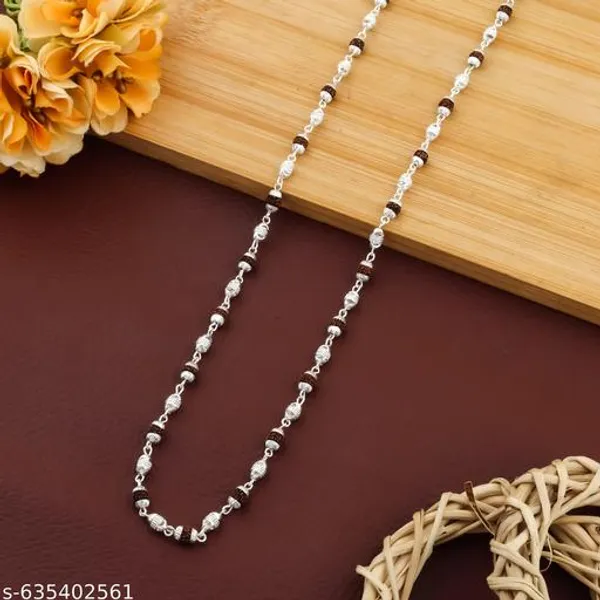 Rudraksha_Silver-Plated_Chain_Mala_for_Men_&_Women_|_Spiritual_Puja_&_Meditation_Wear_|_Handmade_Rudraksh_Beads_Necklace_for_Daily_Use_|_Religious_Energy_Healing_Mala