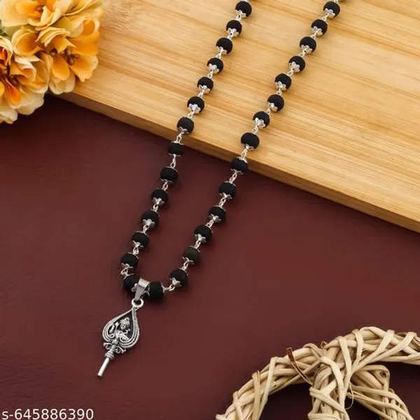 Black_Beads_Mala_with_Devotional_Pendant_for_Men_&_Women_|_Spiritual_Daily_Wear_Necklace_|_Handcrafted_Beaded_Chain_for_Puja,_Meditation_&_Traditional_Outfits_|_Religious_Jewellery
