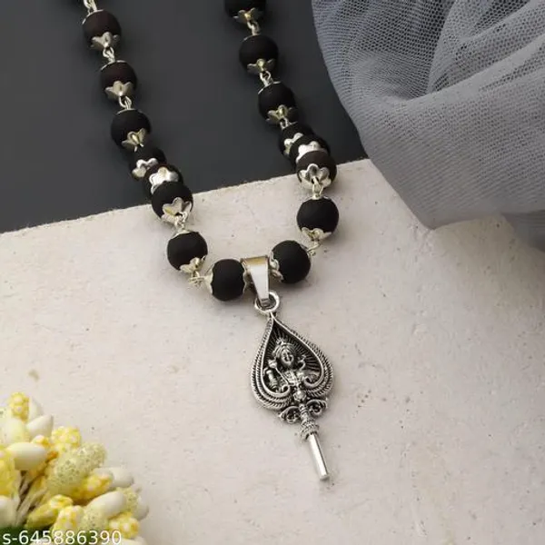 Black_Beads_Mala_with_Devotional_Pendant_for_Men_&_Women_|_Spiritual_Daily_Wear_Necklace_|_Handcrafted_Beaded_Chain_for_Puja,_Meditation_&_Traditional_Outfits_|_Religious_Jewellery