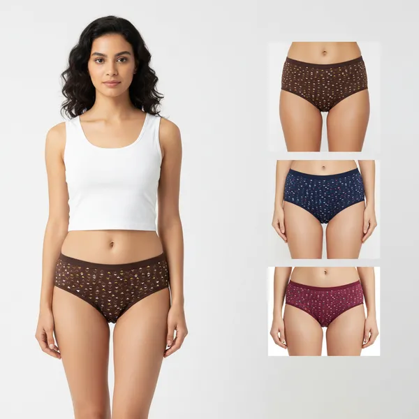 LADYWRAP_Combo_Pack_of_3_Women's_Multicolor_Printed_Cotton_,_Stretchable_Breathable_Hipster,_Briefs_Stylish_&_Comfortable_Daily_Wear_Panties_Soft_Fabric_Ladies_Underwear_for_Girls_&_Women