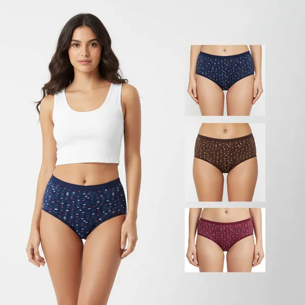 LADYWRAP_Combo_Pack_of_3_Women's_Multicolor_Printed_Cotton_,_Stretchable_Breathable_Hipster,_Briefs_Stylish_&_Comfortable_Daily_Wear_Panties_Soft_Fabric_Ladies_Underwear_for_Girls_&_Women