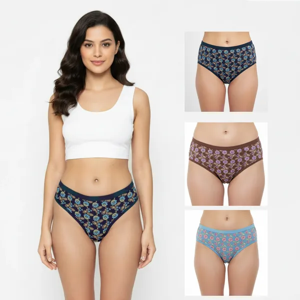 LADYWRAP_Buy_1_Get_3_Women's_Multicolor_Printed_Cotton_Blend,_4way_Stretch_Hipster_Briefs,_Daily_Wear_Panties