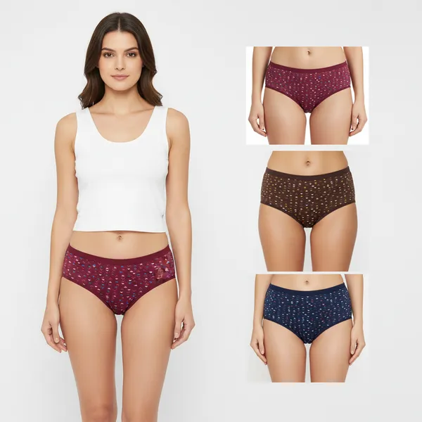 LADYWRAP_Combo_Pack_of_3_Women's_Multicolor_Printed_Cotton_,_Stretchable_Breathable_Hipster,_Briefs_Stylish_&_Comfortable_Daily_Wear_Panties_Soft_Fabric_Ladies_Underwear_for_Girls_&_Women
