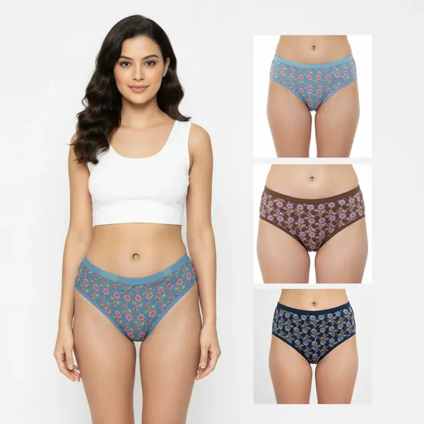 LADYWRAP_Combo_Pack_of_3_Women's_Multicolor_Printed_Cotton_Blend,_4way_Stretch_Hipster_Briefs_Stylish_&_Comfortable_Daily_Wear_Panties_Soft_Fabric_Ladies_Underwear_for_Girls_&_Women