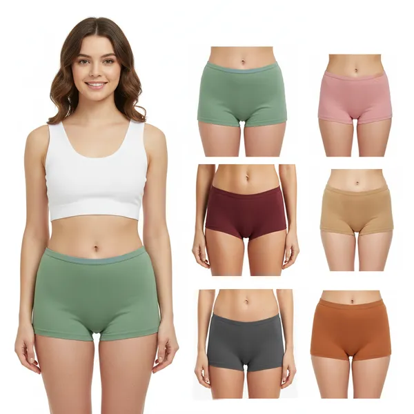LADYWRAP_Women's_Multicolor__Cotton_Blend,_4way_Stretch_Boy_Short_Hipster_Briefs_Stylish_&_Comfortable_Daily_Wear_Panties_Soft_Fabric_Ladies_Underwear