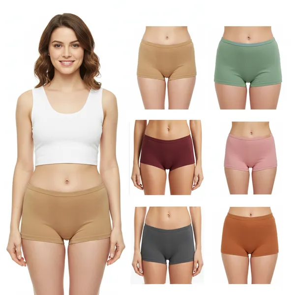 LADYWRAP_Women's_Multicolor__Cotton_Blend,_4way_Stretch_Boy_Short_Hipster_Briefs_Stylish_&_Comfortable_Daily_Wear_Panties_Soft_Fabric_Ladies_Underwear