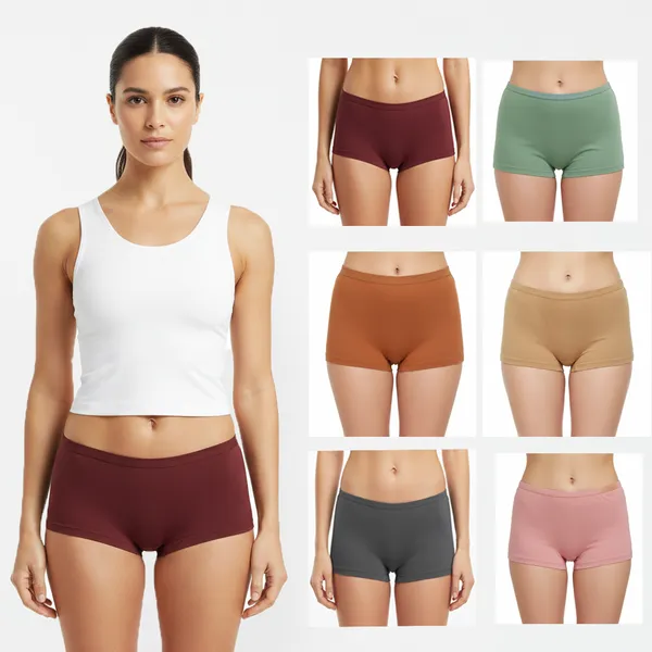 LADYWRAP_Women's_Multicolor__Cotton_Blend,_4way_Stretch_Boy_Short_Hipster_Briefs_Stylish_&_Comfortable_Daily_Wear_Panties_Soft_Fabric_Ladies_Underwear