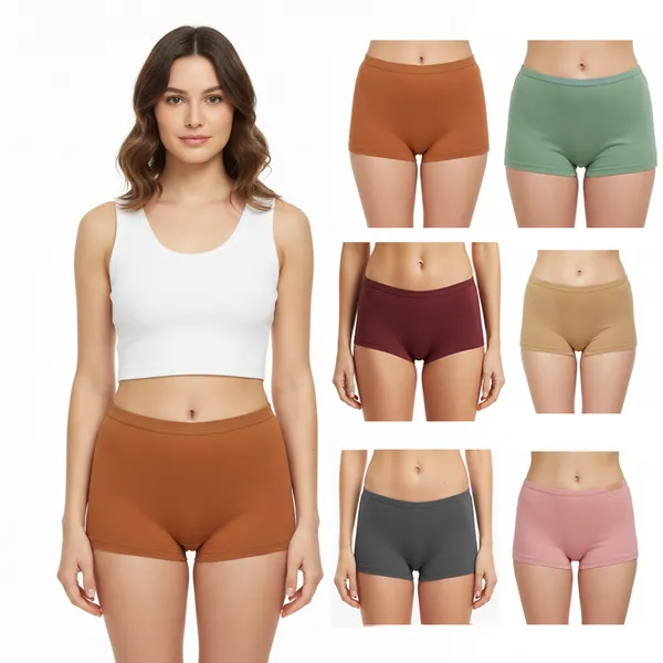 LADYWRAP_Women's_Multicolor__Cotton_Blend,_4way_Stretch_Boy_Short_Hipster_Briefs_Stylish_&_Comfortable_Daily_Wear_Panties_Soft_Fabric_Ladies_Underwear